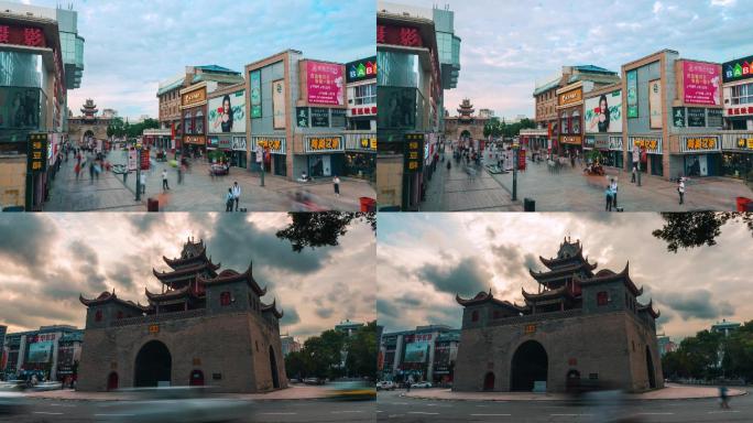 城市步行街购物人流延时摄影4K素材