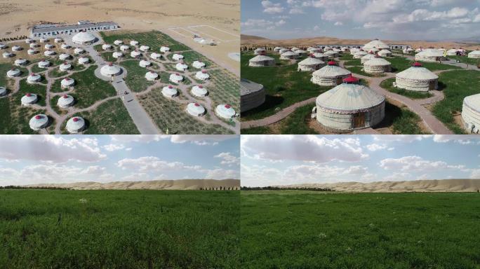 4k沙漠绿洲蒙古包自有版权
