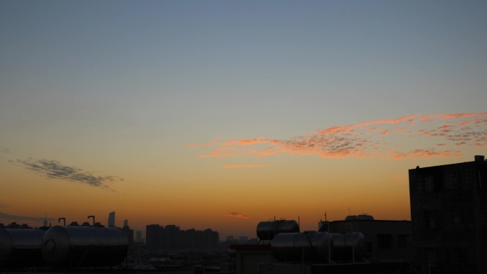 天河区岑村楼顶夕阳延时素材