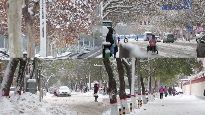 下雪天的城市街道