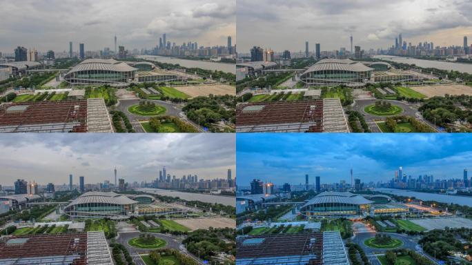 广州国际采购中心看珠江新城延时摄影素材