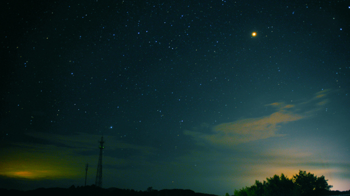 山村星空延时素材