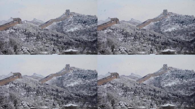 长城下雪背景