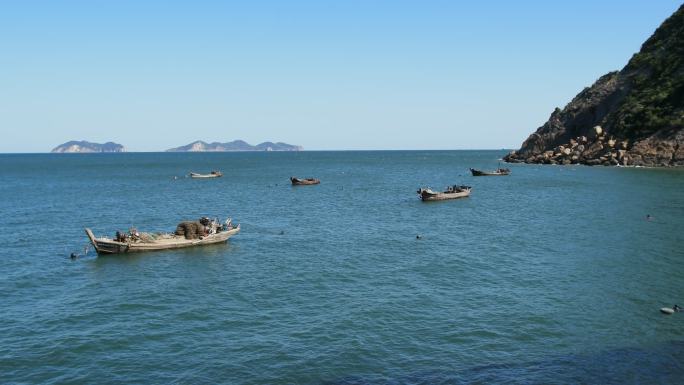 4K海上停泊养殖捕捞渔船