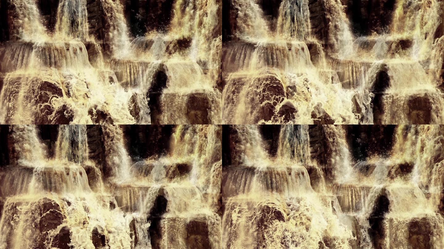 瀑布水粒子黄河瀑布合成流淌
