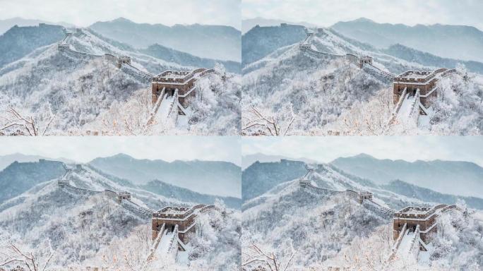雪中长城雪景舞台背景视频素材