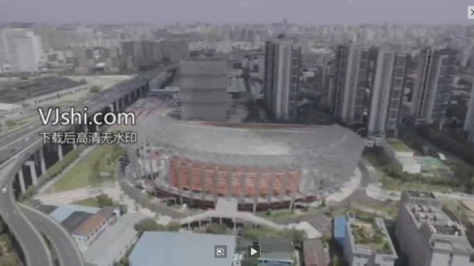 上海市新静安体育中心全景大景航拍4K疫情