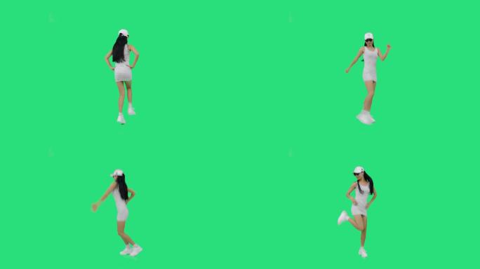 美女在跳SEVE舞蹈绿屏素材