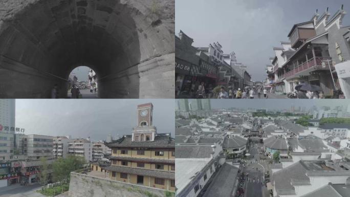 浙江宁波钟楼航拍和地面拍摄4K