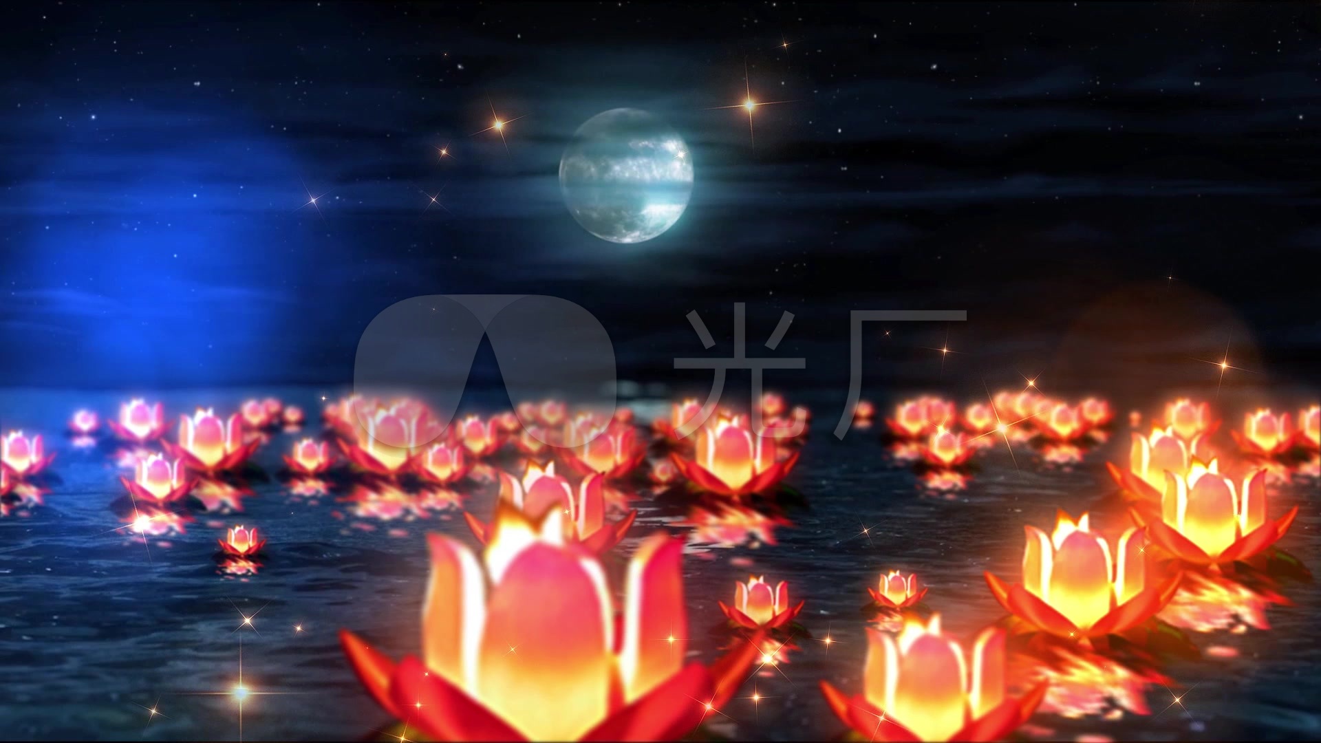 中秋节中元节荷花灯祈福祝愿唯美背景