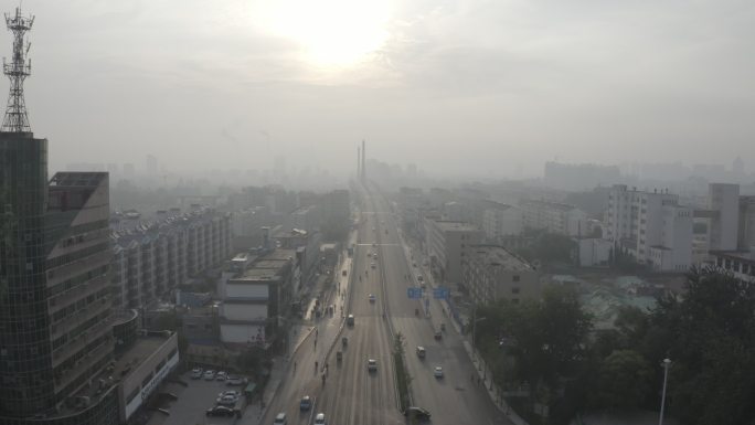 4K-log菏泽丹阳桥航拍长镜头
