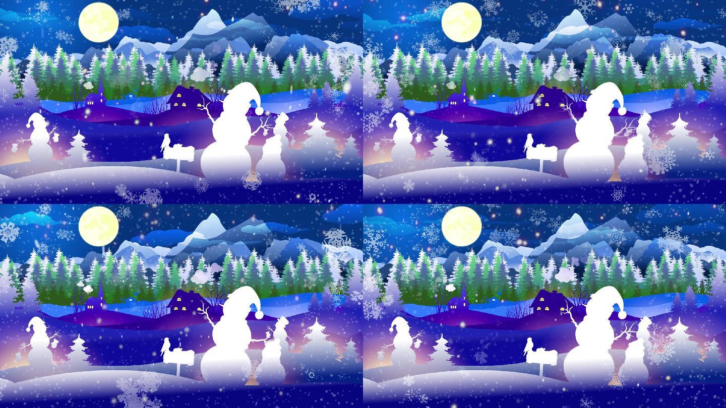 卡通圣诞雪人月亮
