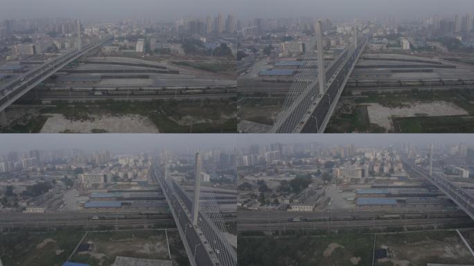 4K-log菏泽丹阳桥航拍