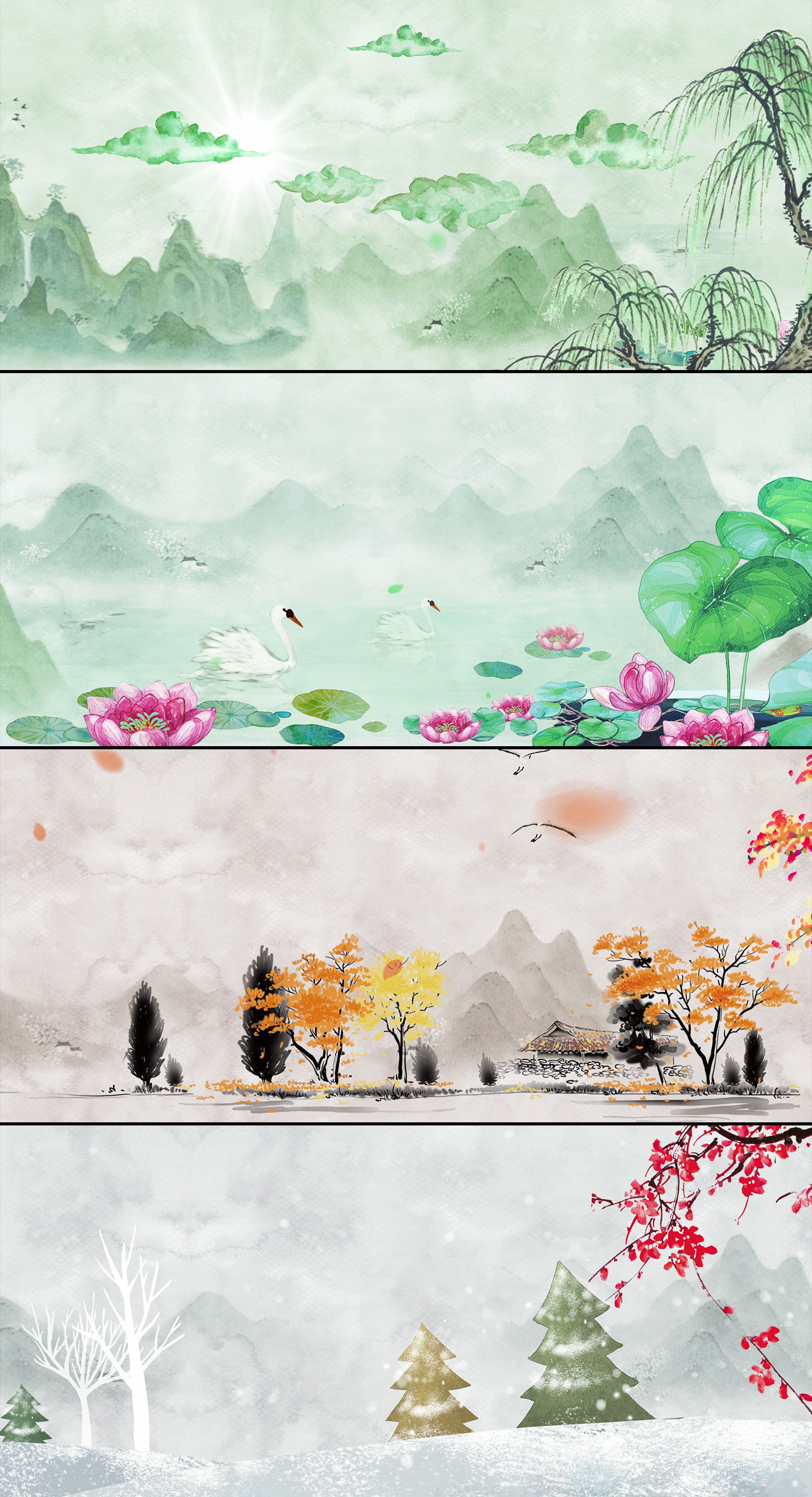 春夏秋冬led视频背景 3048x1400 高清视频素材下载 编号 舞台背景 Vj师网www Vjshi Com