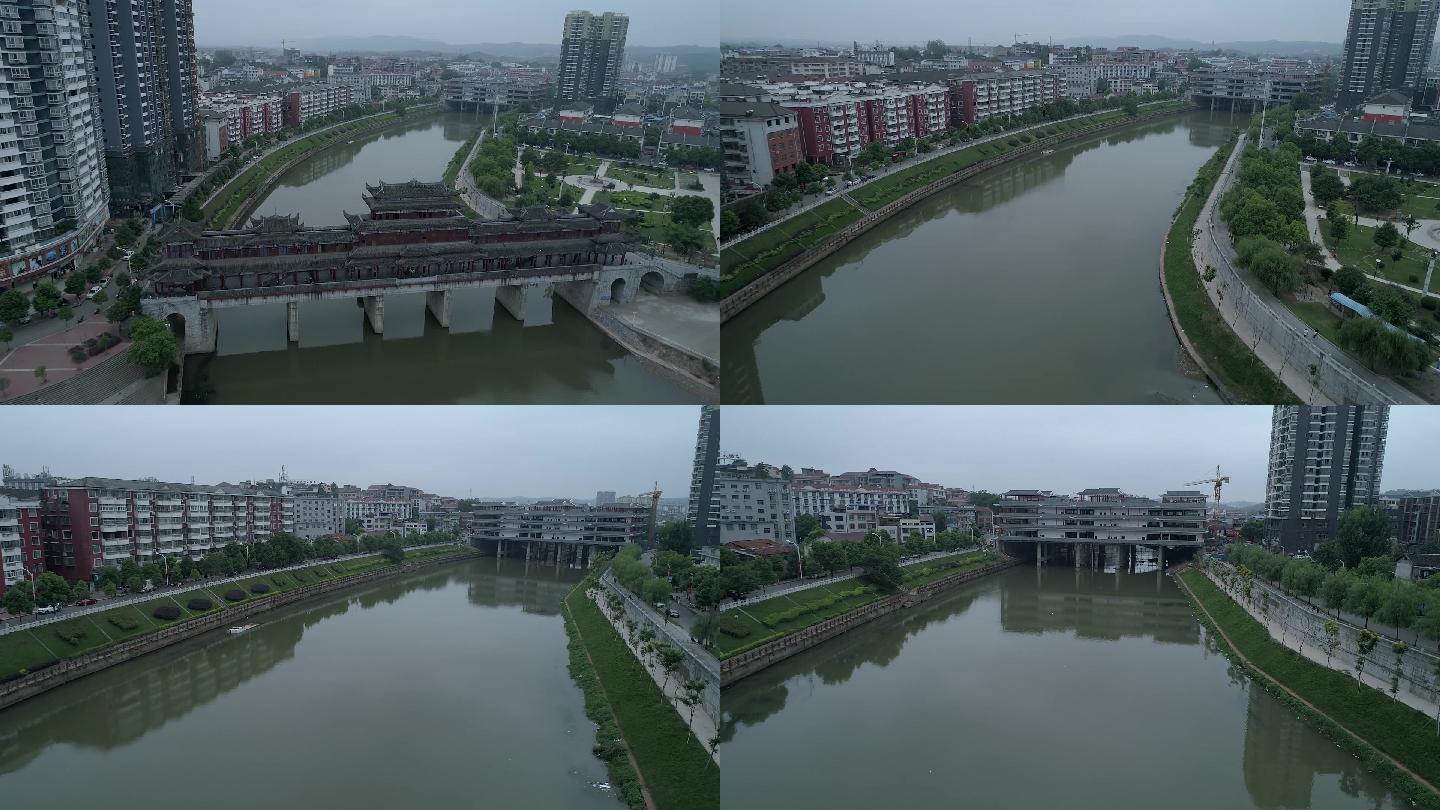 湖南怀化风雨桥行航拍