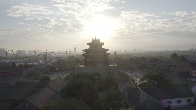 4K-log聊城光岳楼航拍