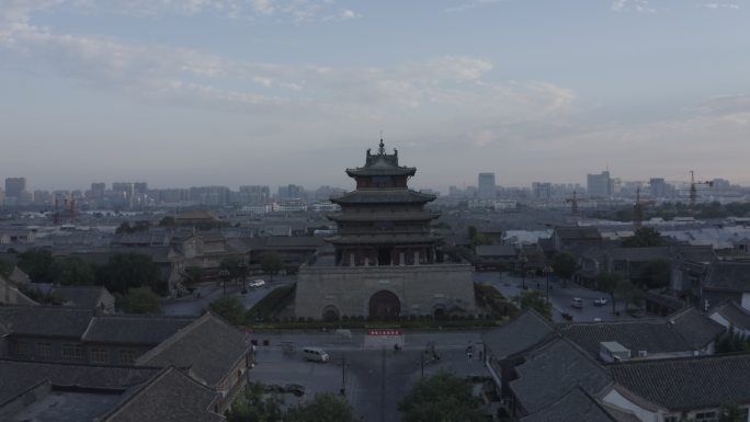 4K-log聊城光岳楼航拍