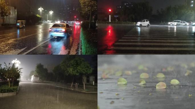 下暴雨夜间行车台风内涝严重