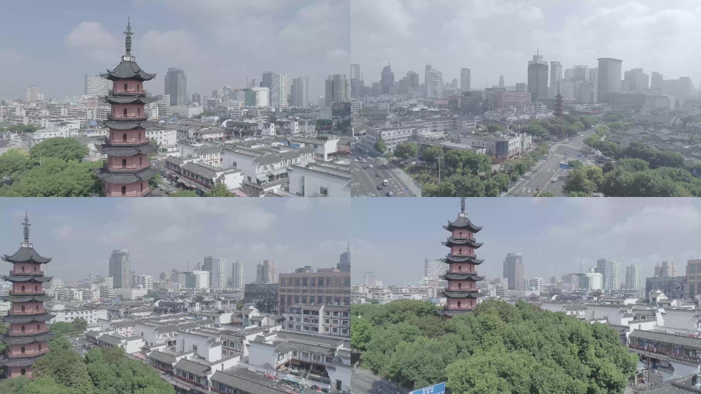 宁波城隍庙和天封塔航拍4K