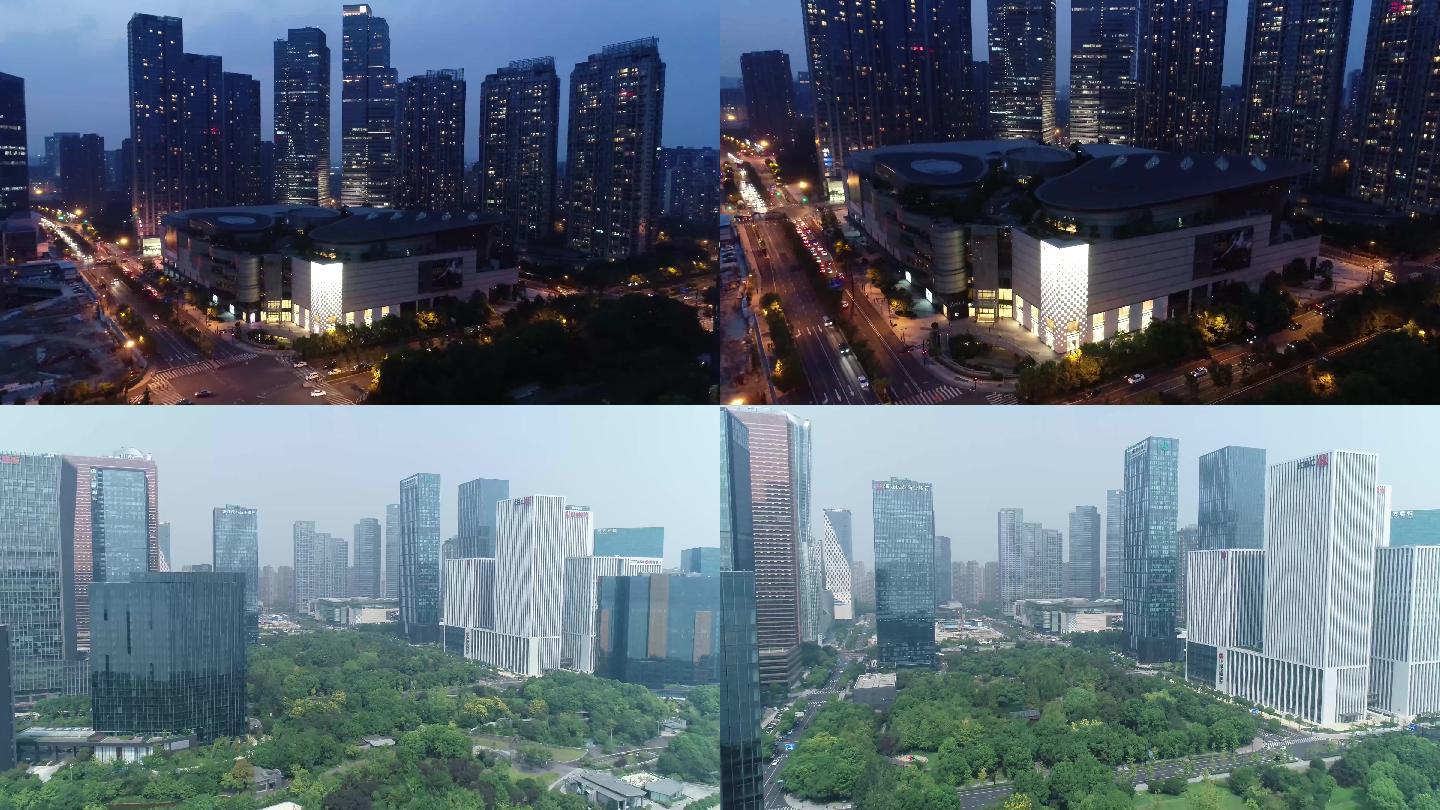 杭州万象城夜景白天航拍4K