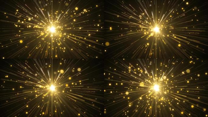 金色粒子光线推进空间背景循环