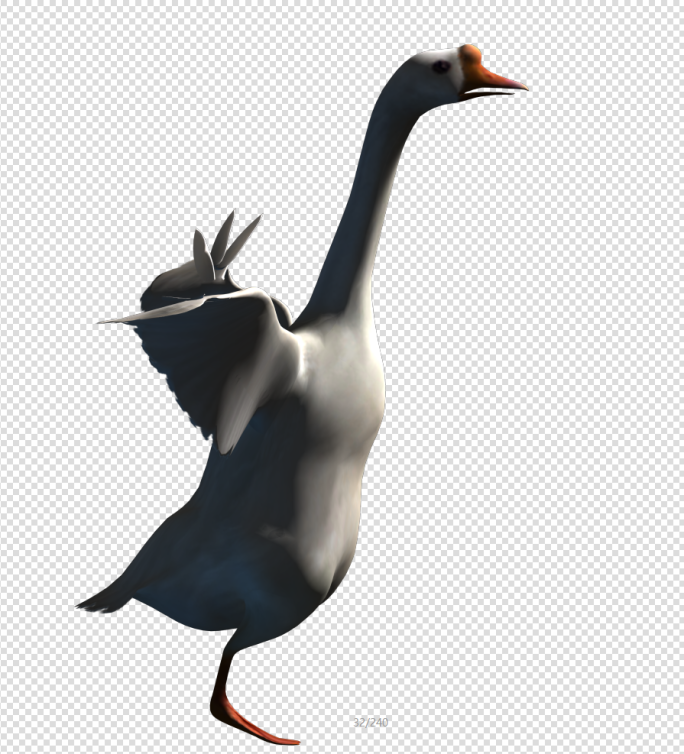 生物-鹅-扇翅膀（带通道）