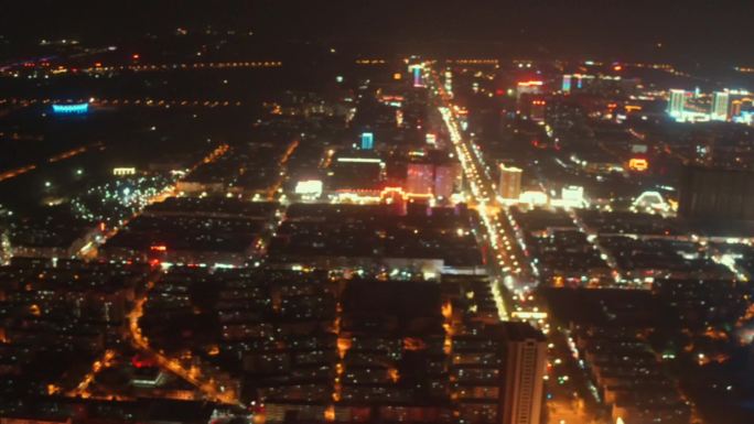 河南省永城市夜景航拍