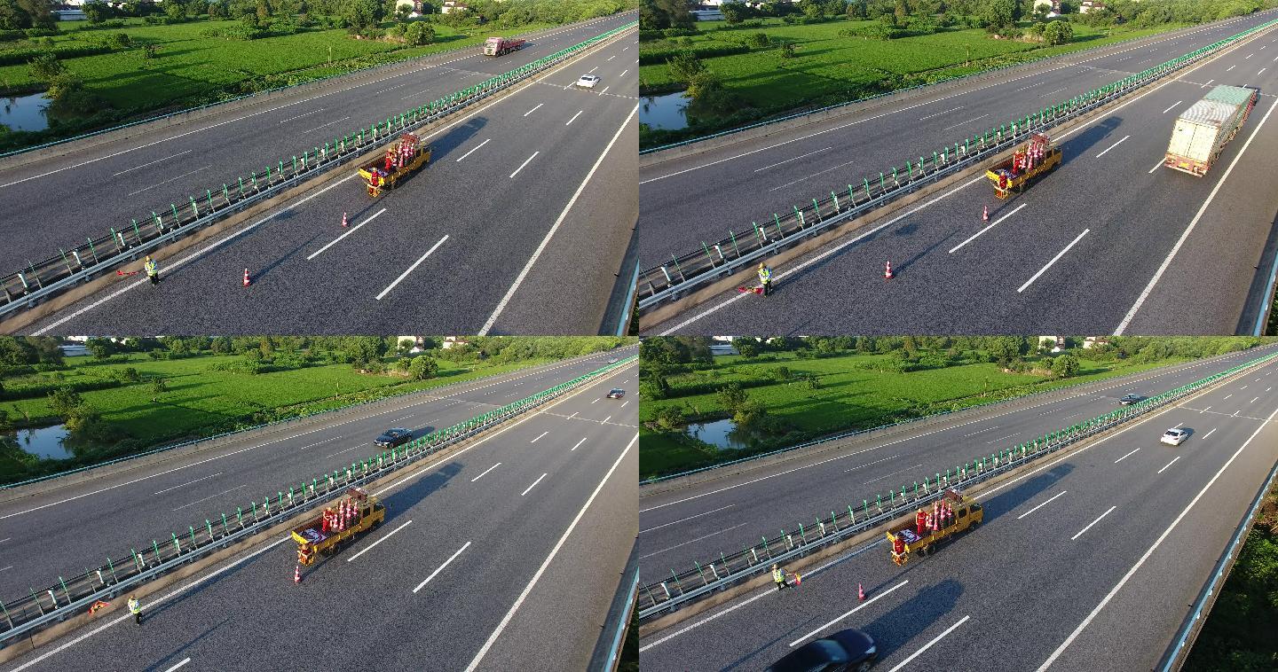 高速公路养护修路工程交工航拍