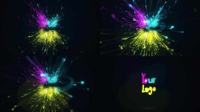 唯美烟花爆炸粒子重组logo动画演绎