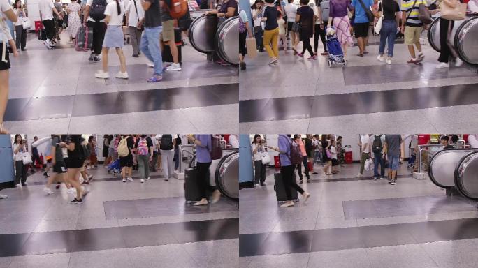 广州中秋假日逛街的市民走出地铁关闸201