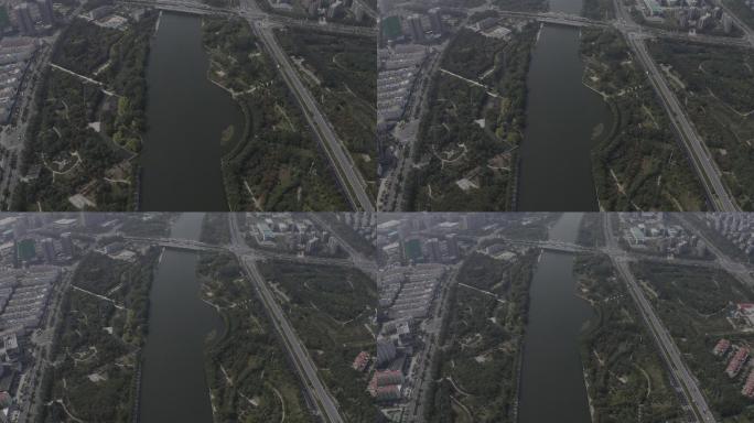 4K-log郑州东区熊儿河生态航拍