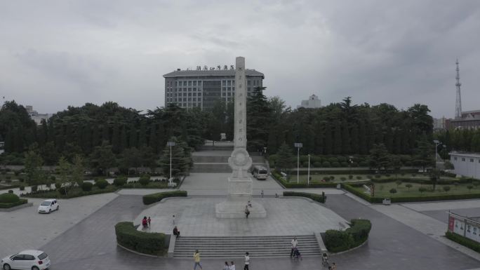 4K-log河南兰考革命烈士纪念碑航拍