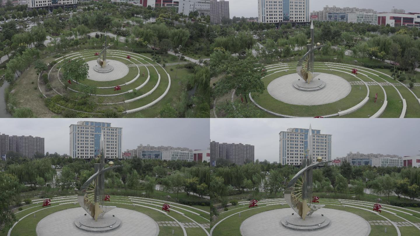 4K-log河南兰考人民广场标志航拍