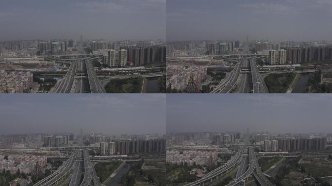 4K-log郑州陇海路立交桥航拍