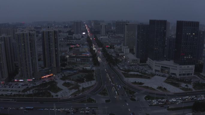 4K-log菏泽城市大景夜景航拍4