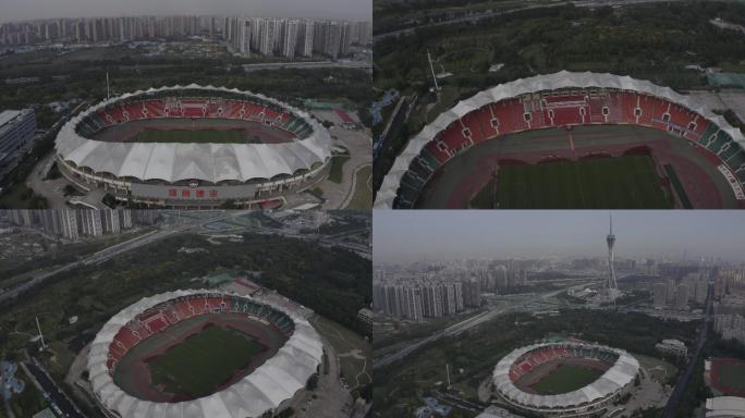4K-log郑州建业体育场航拍
