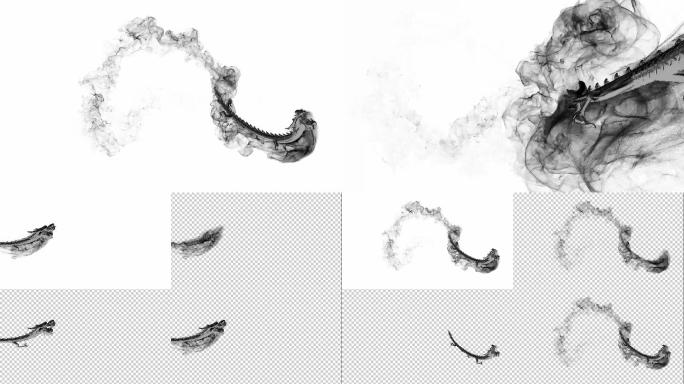 水墨中国龙素材4K带通道