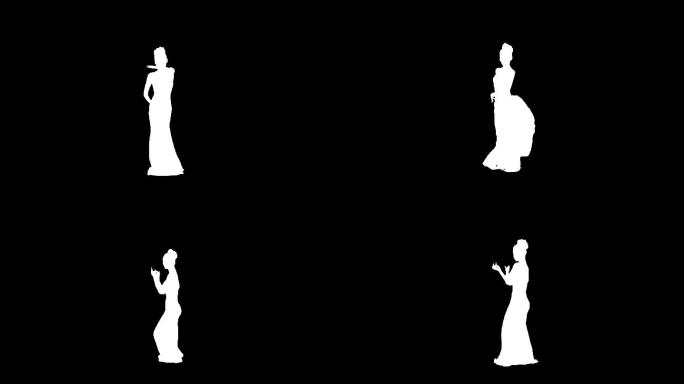 女人抒情剪影舞蹈素材透明背景