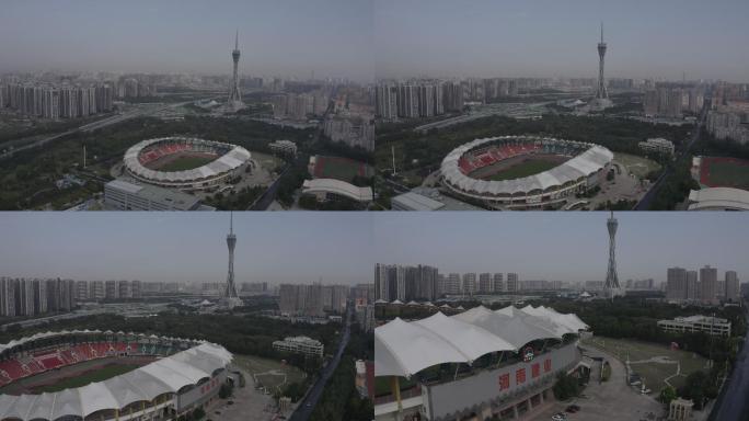 4K-log河南郑州建业体育场航拍