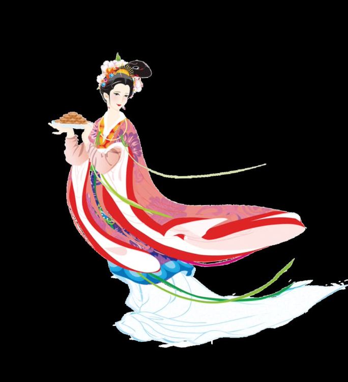 手绘复古宫女仙女嫦娥中秋飘逸动画