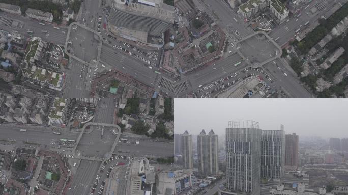 4K-log郑州老城区十字路口科技市场