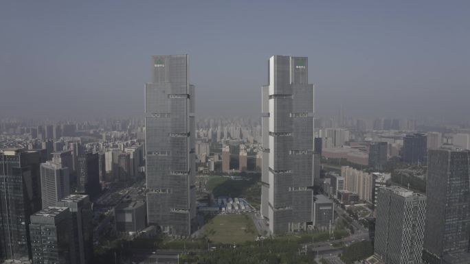 4K-log郑州新区绿地中心双子塔