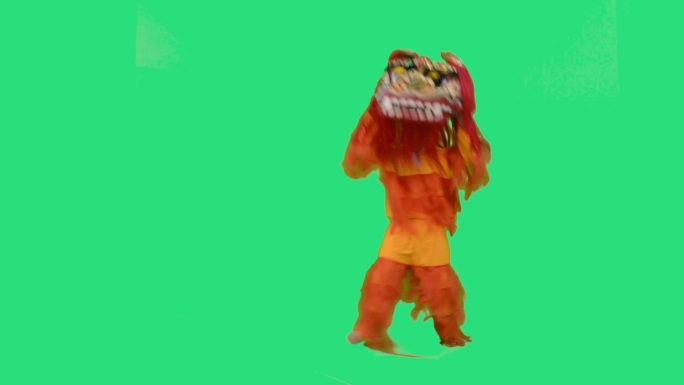 单人舞狮绿屏抠像素材