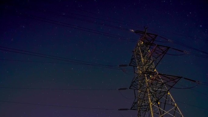 电线杆星空延时摄影