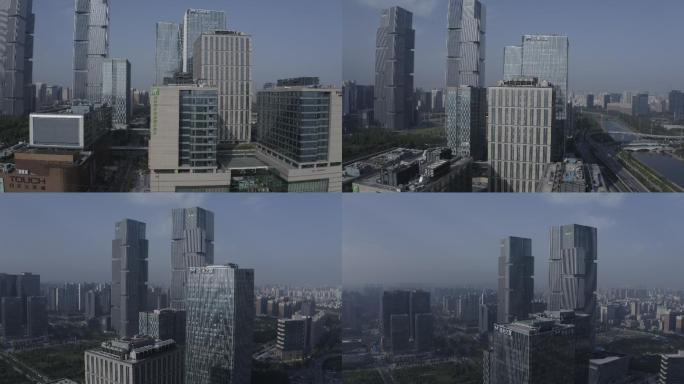 4K-log郑州绿地中心周边建筑航拍