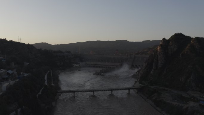 4K-log黄河三门峡大坝航拍