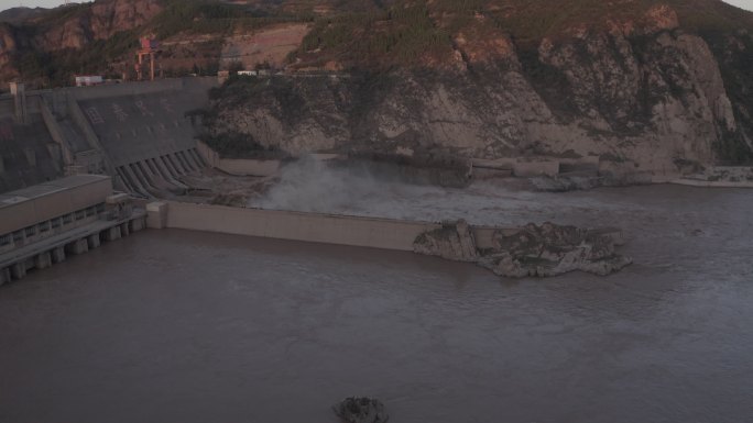 4K-log黄河三门峡大坝航拍