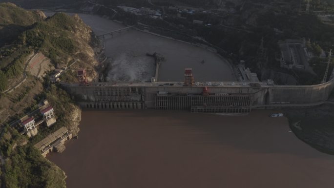 4K-log黄河三门峡大坝航拍