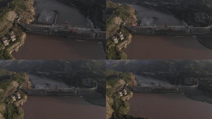 4K-log黄河三门峡大坝航拍
