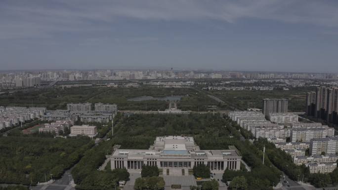 4K-log洛阳市政府政协大楼航拍